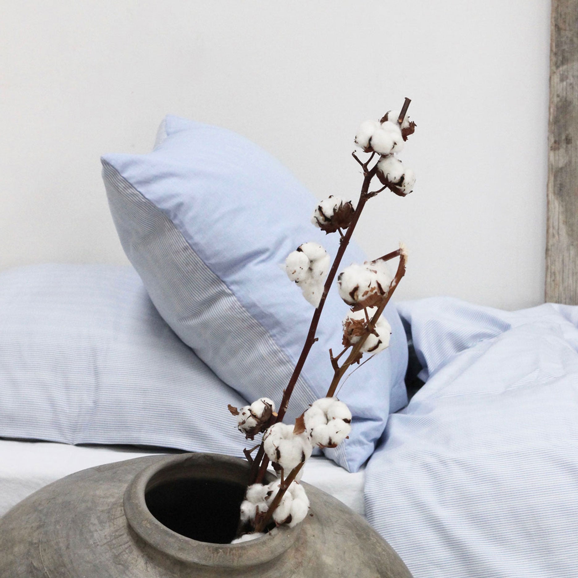 Mini strib sengetøj 140x220 cm blå